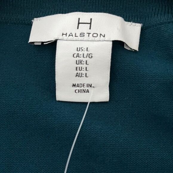 H Halston Heritage Deep Teal Knit with Embellished Neckline Short Sleeve NWOT - Picture 8 of 11